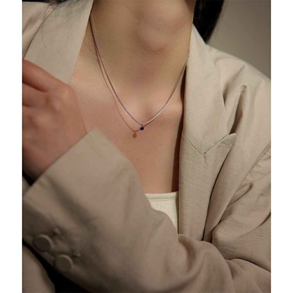 長さ調整可能 | ラピスラズリ3mm カボションカット ネックレス