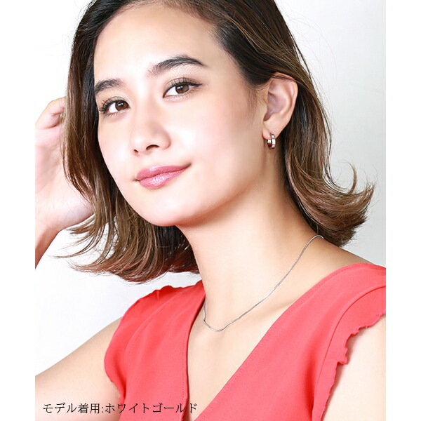 3石キュービック付き 中折れ式ピアス 3mm×15mm