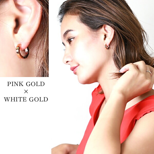 バイカラー フープ 中折れ式ピアス 3mm×15mm