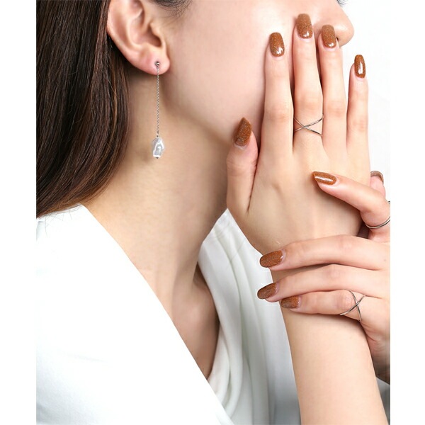 ピアス   3MM半丸 バロック Pパール ロングチェーン