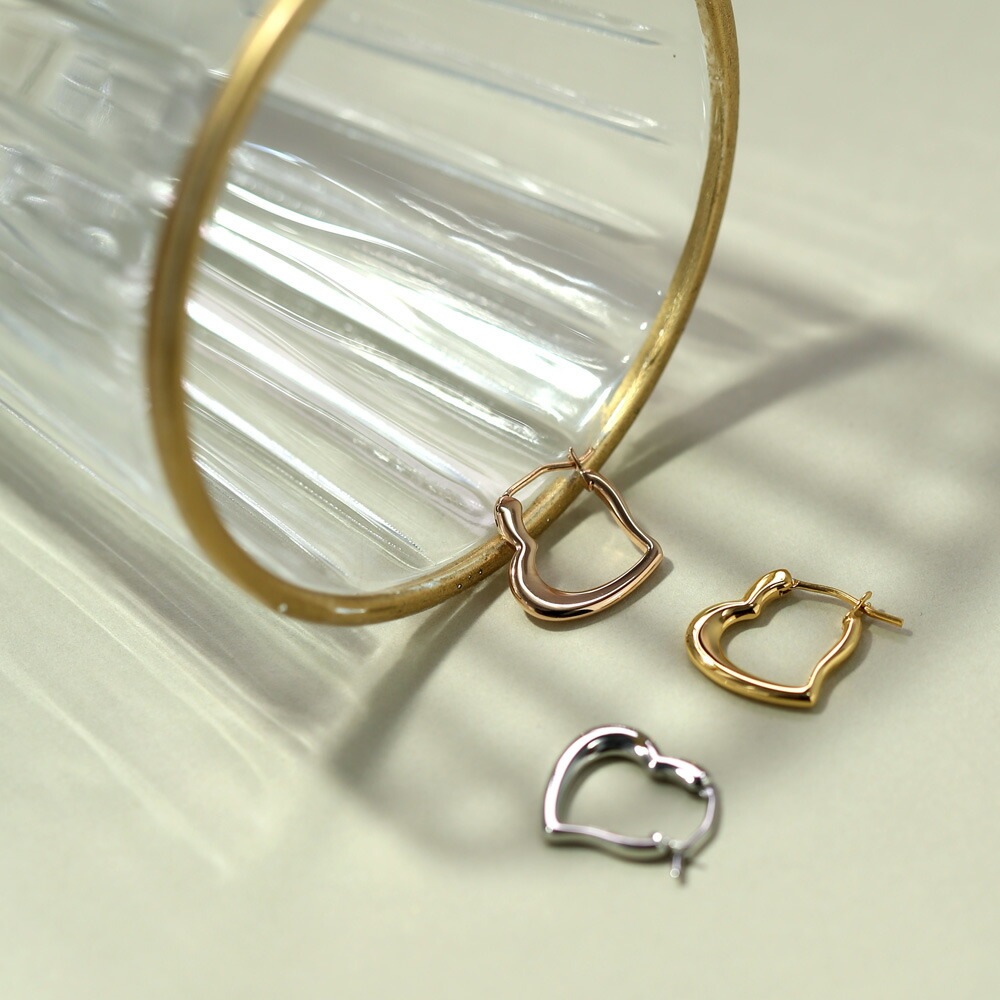 【片耳販売】《Small》オープンハート クロッシングピアス