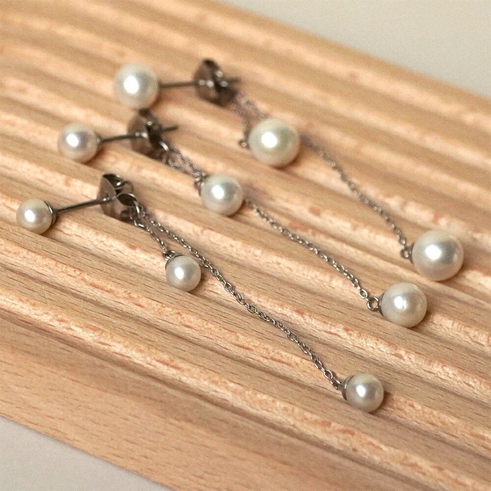 ピアス   キャッチブラ 6MM 淡水P バックチェーン