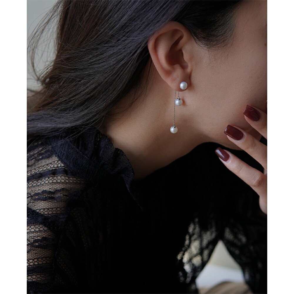 ピアス   キャッチブラ 6MM 淡水P バックチェーン