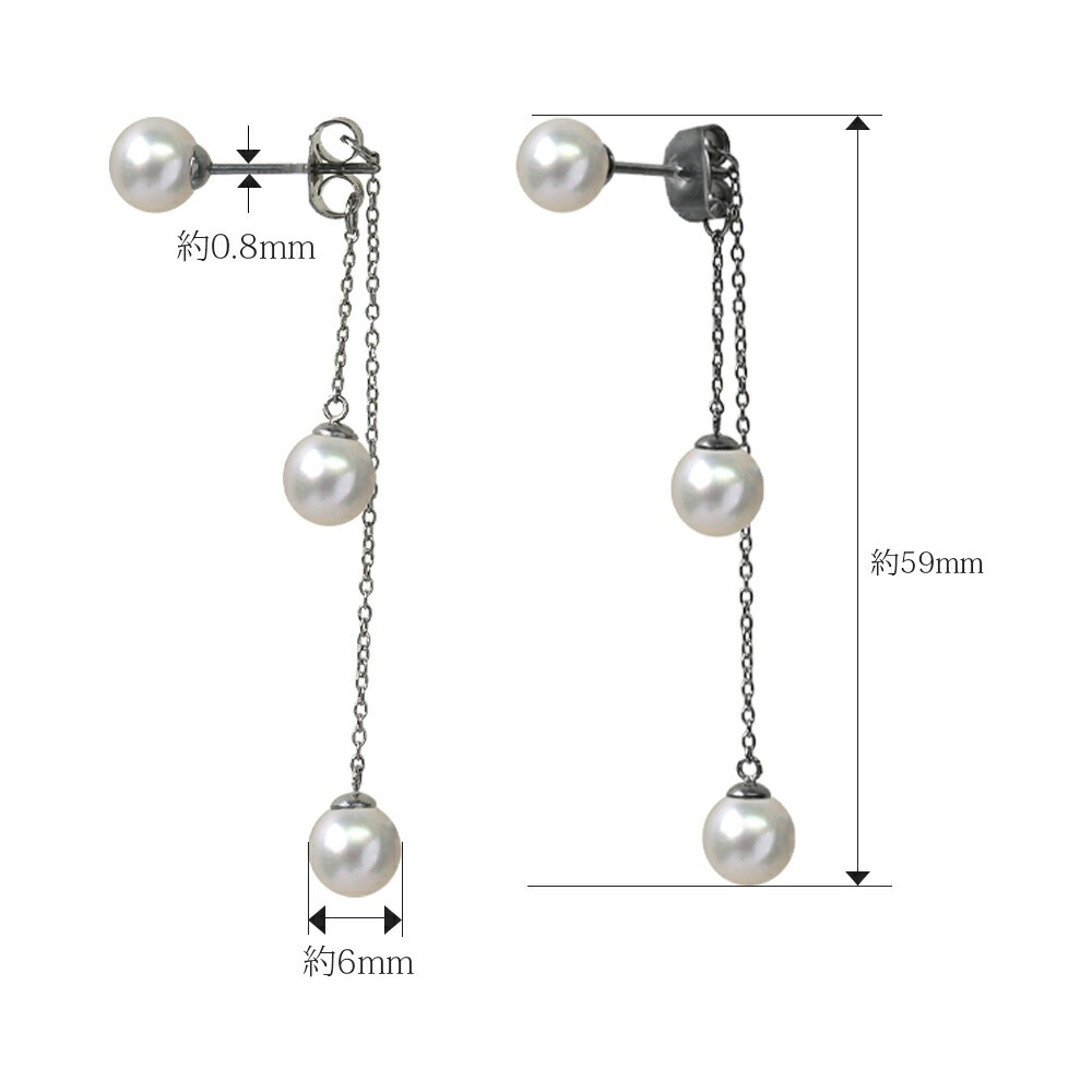 ピアス   キャッチブラ 6MM 淡水P バックチェーン