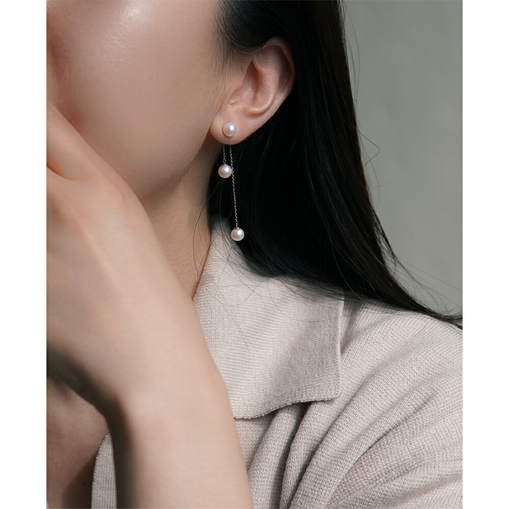 ピアス   キャッチブラ 6MM 淡水P バックチェーン