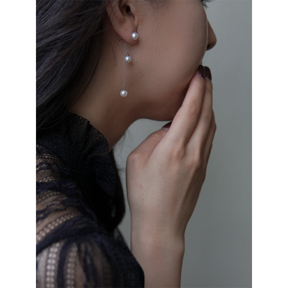 ピアス   キャッチブラ 6MM 淡水P バックチェーン