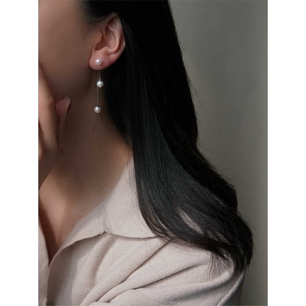 ピアス   キャッチブラ 6MM 淡水P バックチェーン