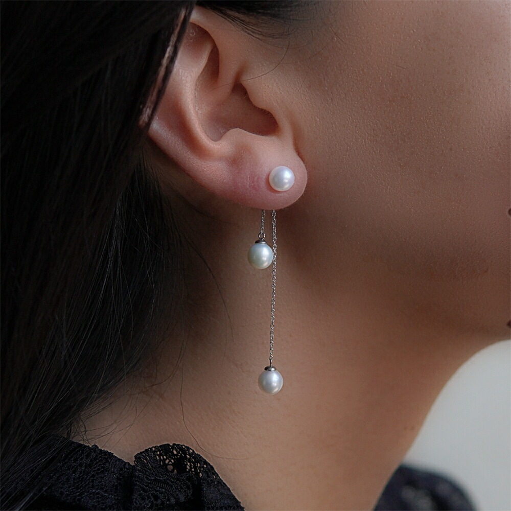 ピアス   キャッチブラ 6MM 淡水P バックチェーン