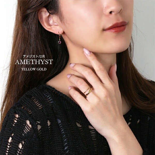 天然石 ローズカット 覆輪風 ジャーマンフックピアス ［4mm］