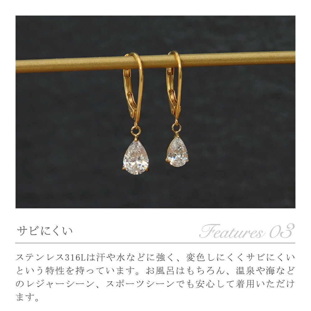 ピアス 金属アレルギー対応 セカンドピアス ファーストピアス レディース 誕生日 プレゼント ステンレス316 フック ジャーマンフック ピアス モチーフ キュービック【片耳用】
