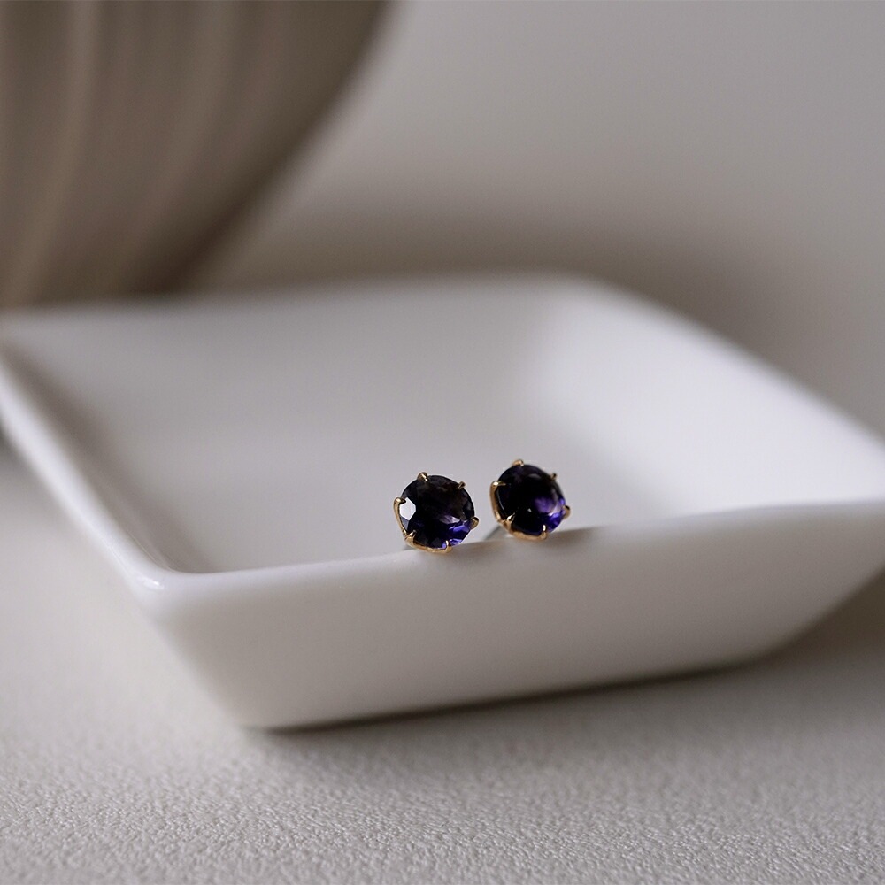 天然石 一粒 スタッドピアス ［4mm］
