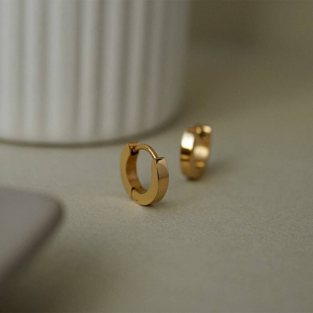 平打ちフープ 中折れ式ピアス 2mm×10mm