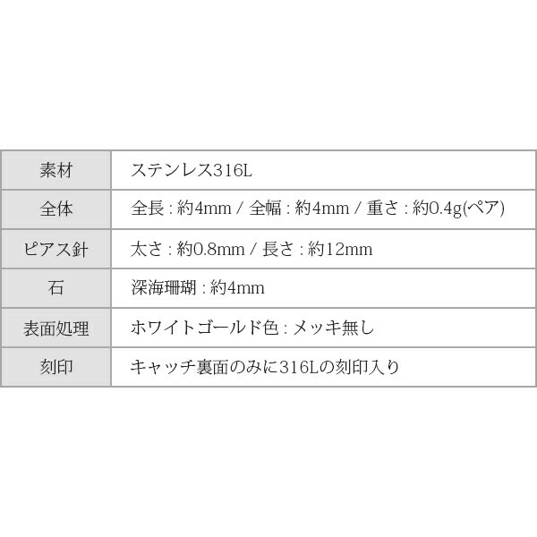 ピアス 金属アレルギー対応 セカンドピアス ファーストピアス レディース 誕生日 プレゼント ステンレス316 キャッチ スタッド ピアス 天然石 誕生石(03月) 深海サンゴ(ピンク)【片耳用】