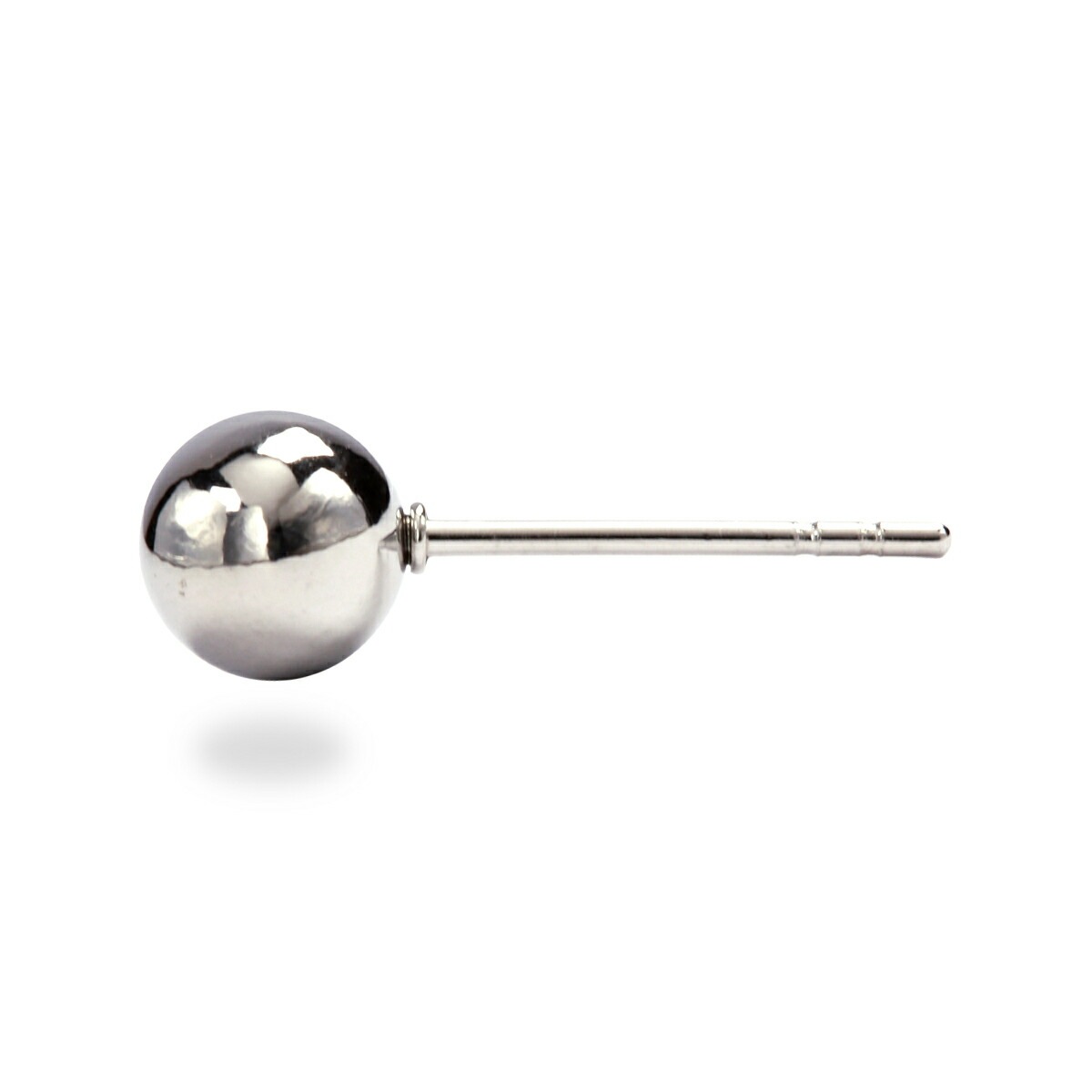 【片耳販売】丸玉 スタッドピアス 6mm 【ホワイトゴールド色】
