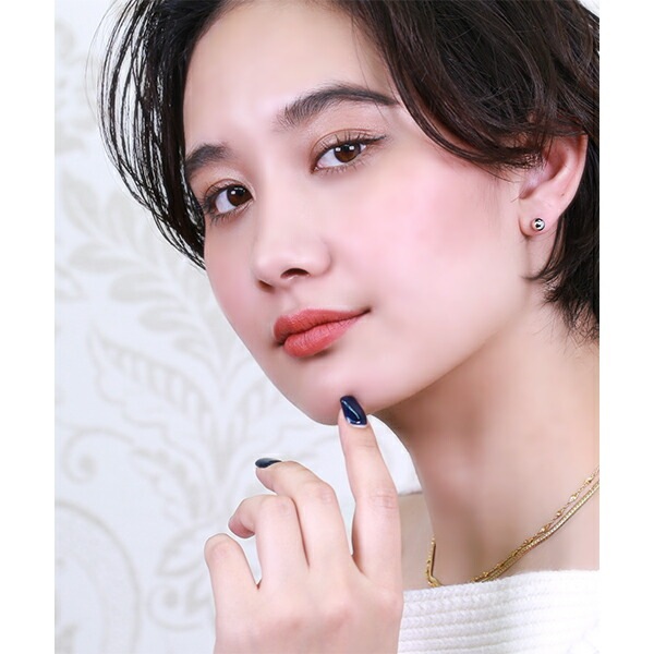 【片耳販売】丸玉 スタッドピアス 6mm 【ホワイトゴールド色】