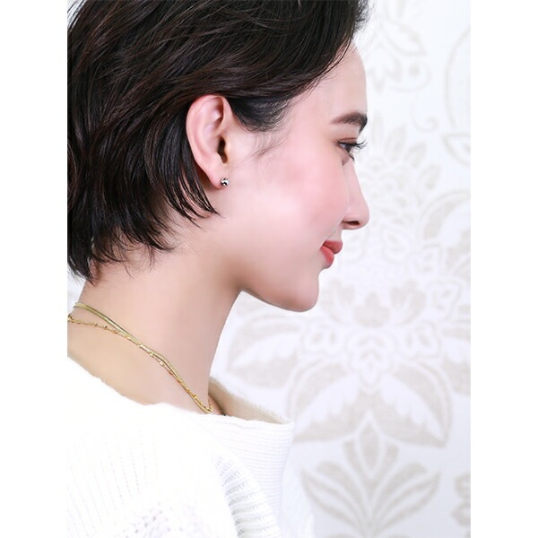 【片耳販売】丸玉 スタッドピアス 6mm 【ホワイトゴールド色】