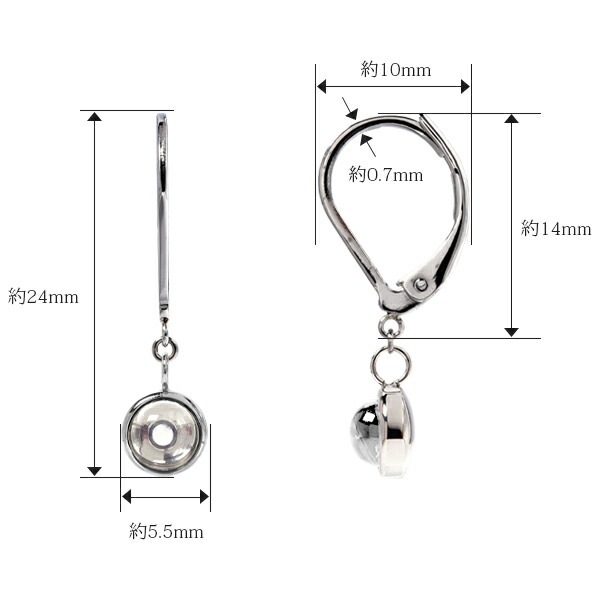 ムーンストーン カボションカット  ジャーマンフックピアス ［4mm］