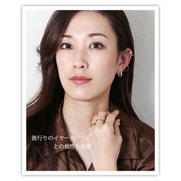 【片耳販売】《TypeC》ダイヤモンドカット フープ 中折れ式ピアス 3mm×15mm