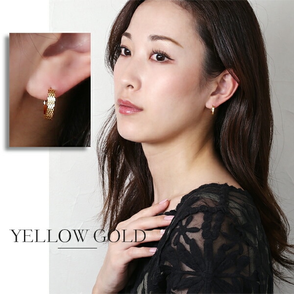 【片耳販売】《TypeC》ダイヤモンドカット フープ 中折れ式ピアス 3mm×15mm