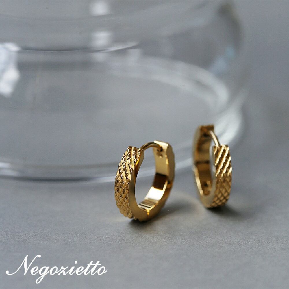 【片耳販売】《TypeC》ダイヤモンドカット フープ 中折れ式ピアス 3mm×15mm