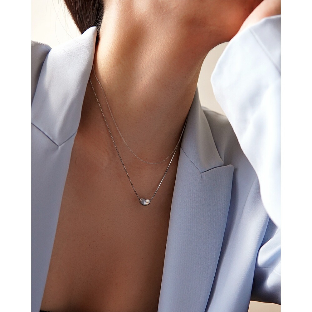 長さ調整可能 | メタルモチーフネックレス【ホワイトゴールド色】