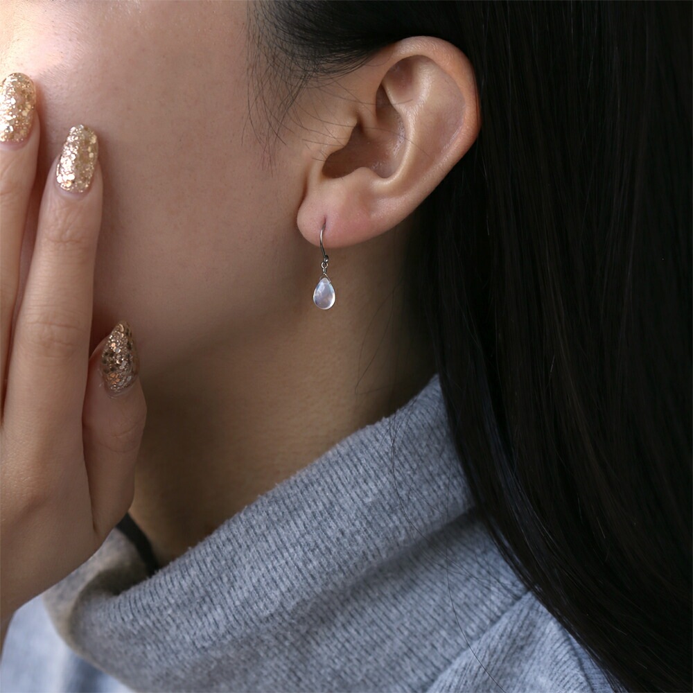 ピアス   WRフック(小) 6X7MM P/S カボ Bムーン