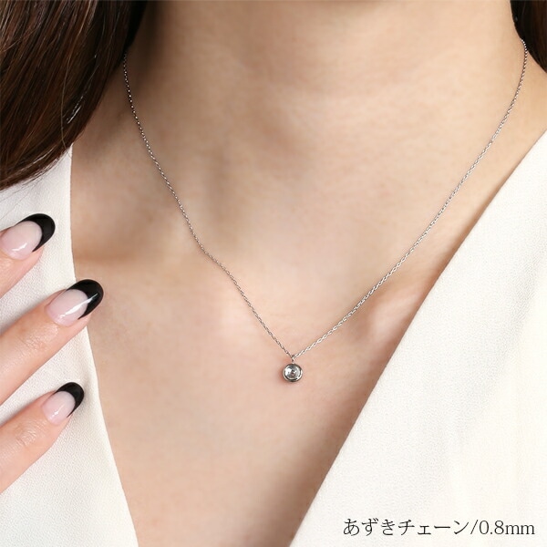 長さ調整可能 | ムーンストーン4mm カボションカット ネックレス【ホワイトゴールド色】