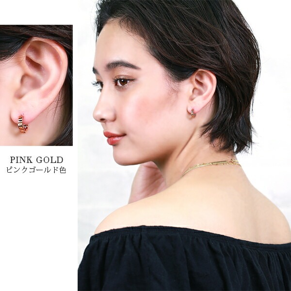 フラワー フープ 中折れ式ピアス