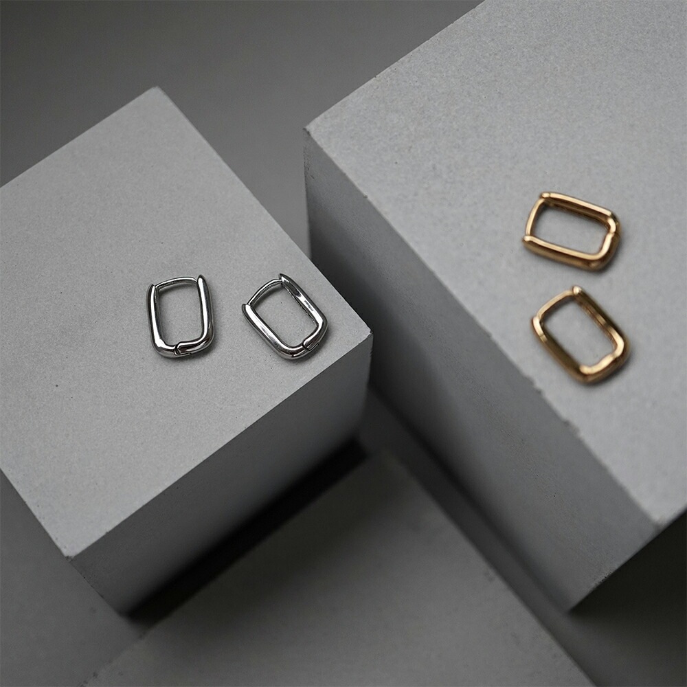 レクタングル パイプフープ 中折れ式ピアス