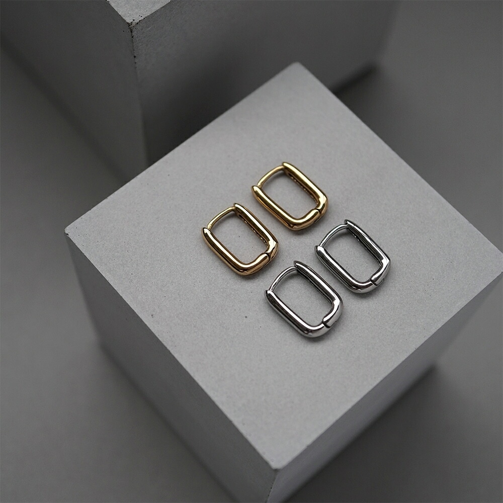 レクタングル パイプフープ 中折れ式ピアス