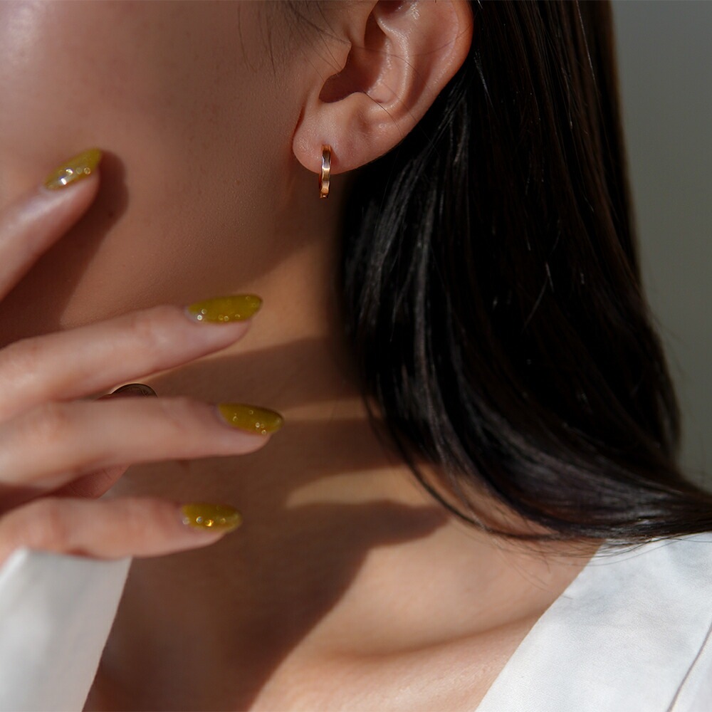 《TypeE》ダイヤモンドカット フープ 中折れ式ピアス 2mm×13mm