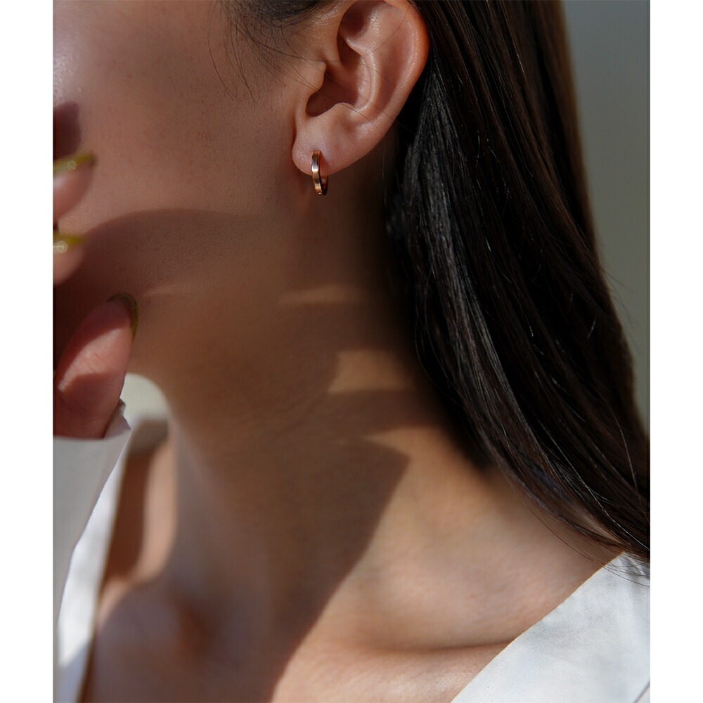 《TypeE》ダイヤモンドカット フープ 中折れ式ピアス 2mm×13mm