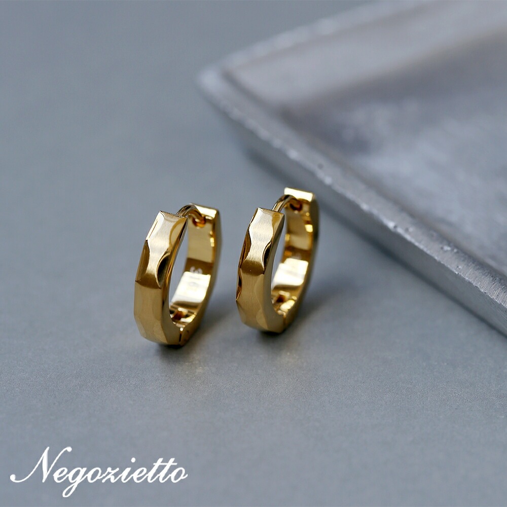 《TypeE》ダイヤモンドカット フープ 中折れ式ピアス 3mm×15mm