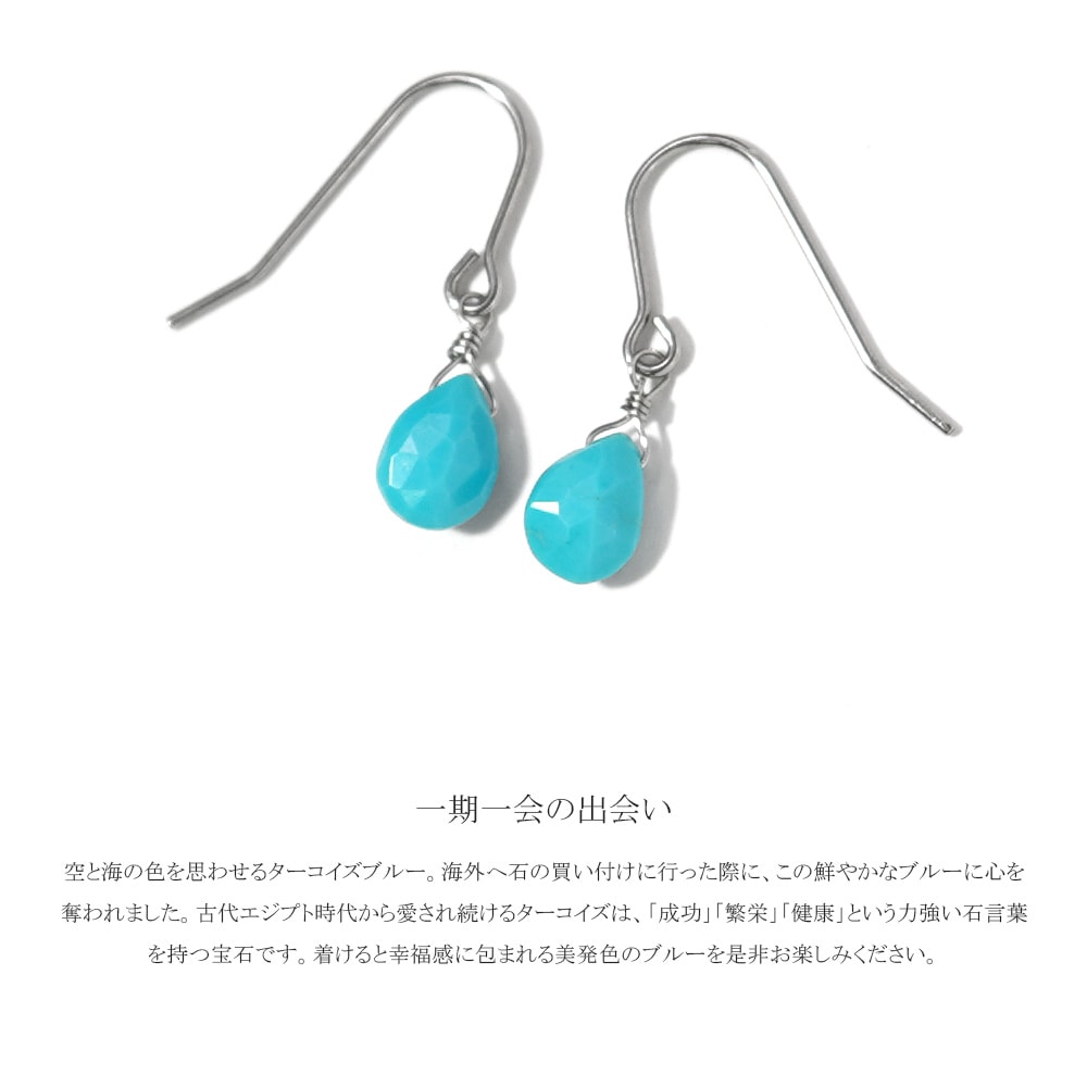 ピアス 金属アレルギー対応 セカンドピアス ファーストピアス レディース 誕生日 プレゼント ステンレス316 フック ワイヤーフック ピアス 天然石 誕生石(12月) トルコ石【片耳用】