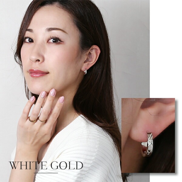 《TypeD》ダイヤモンドカット フープ 中折れ式ピアス 3mm×15mm