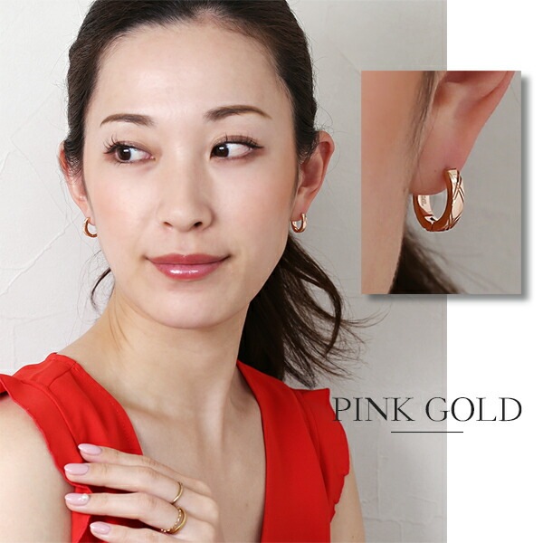 《TypeD》ダイヤモンドカット フープ 中折れ式ピアス 3mm×15mm