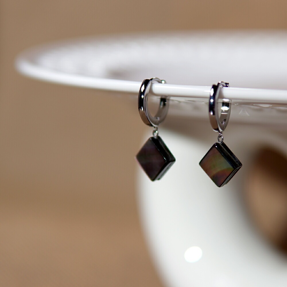 ピアス 2×13 中折 フープ 8MM 黒蝶貝