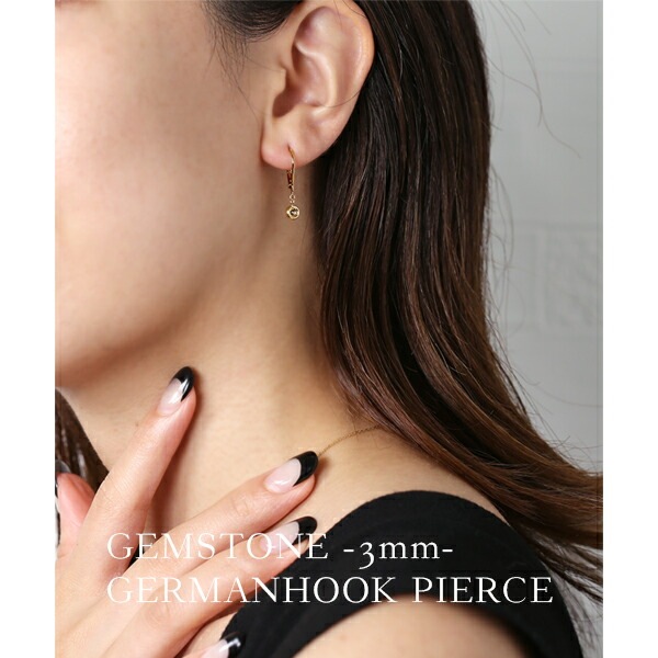 ムーンストーン カボションカット  ジャーマンフックピアス ［3mm］