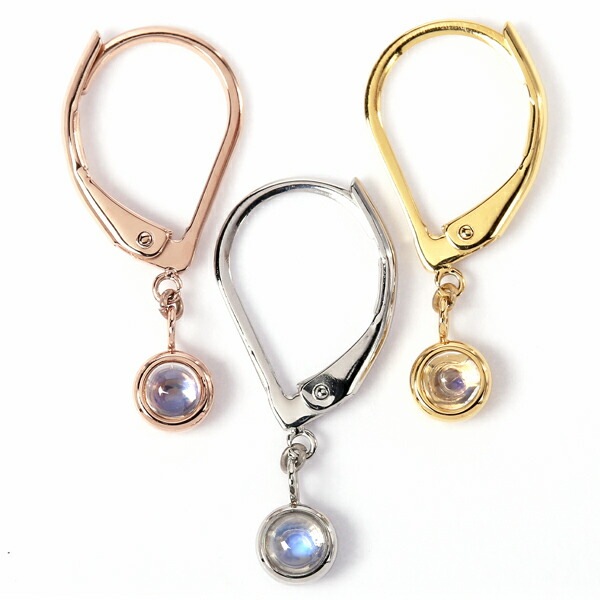 ムーンストーン カボションカット  ジャーマンフックピアス ［3mm］
