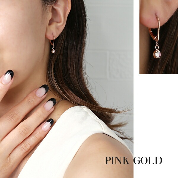 ムーンストーン カボションカット  ジャーマンフックピアス ［3mm］