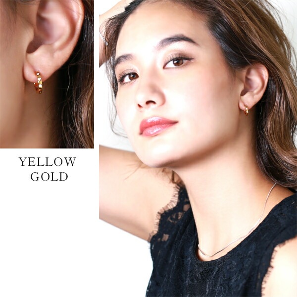 【片耳販売】3石キュービック付き 中折れ式ピアス 2mm×13mm