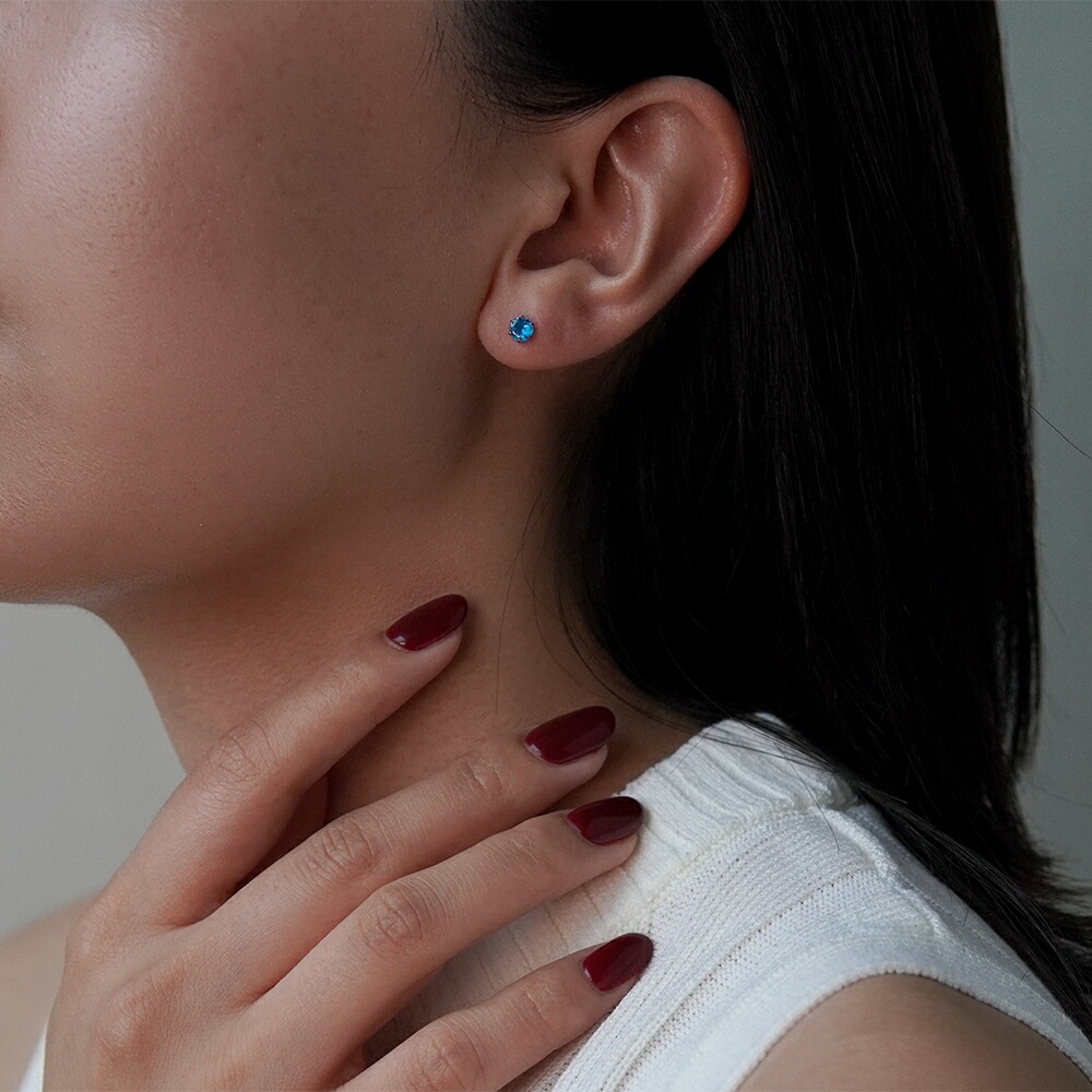 天然石 一粒 スタッドピアス ［4mm］