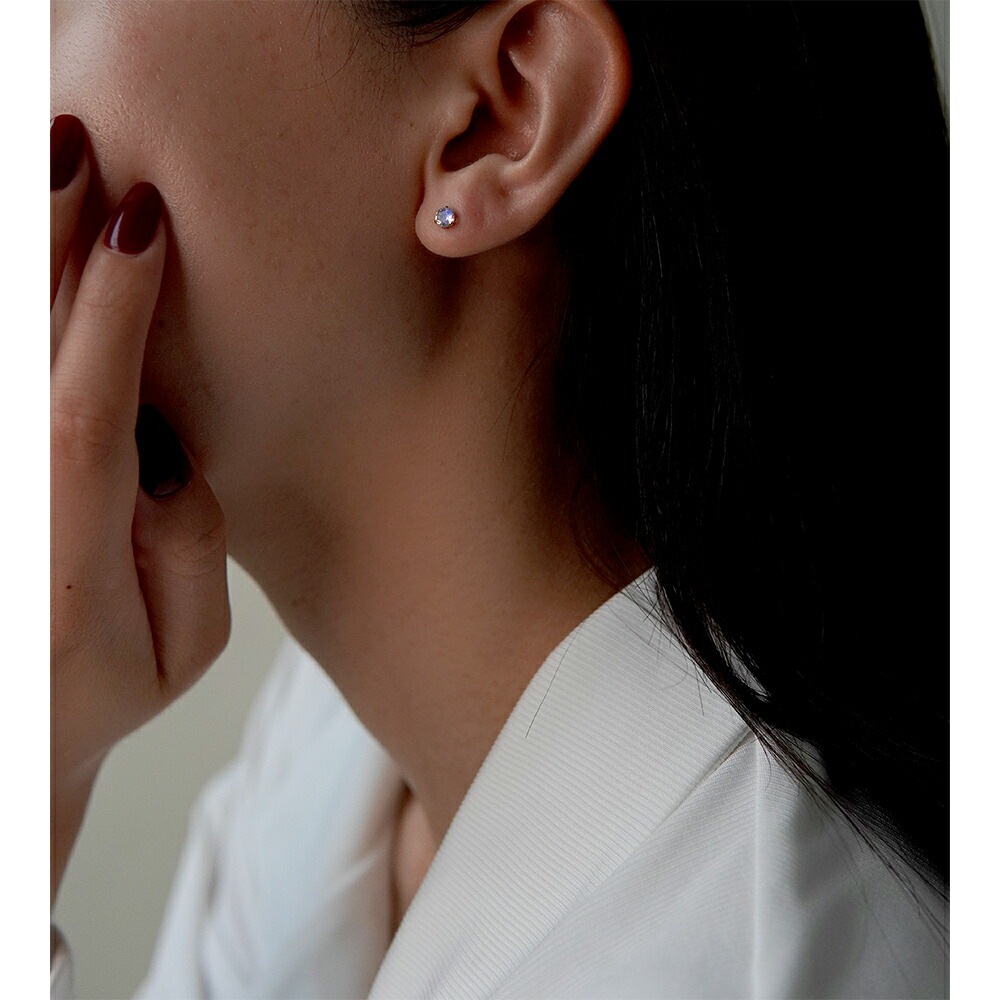 天然石 一粒 スタッドピアス ［4mm］