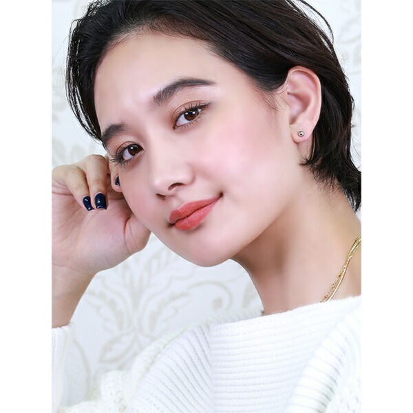 【片耳販売】丸玉 スタッドピアス 5mm 【ホワイトゴールド色】