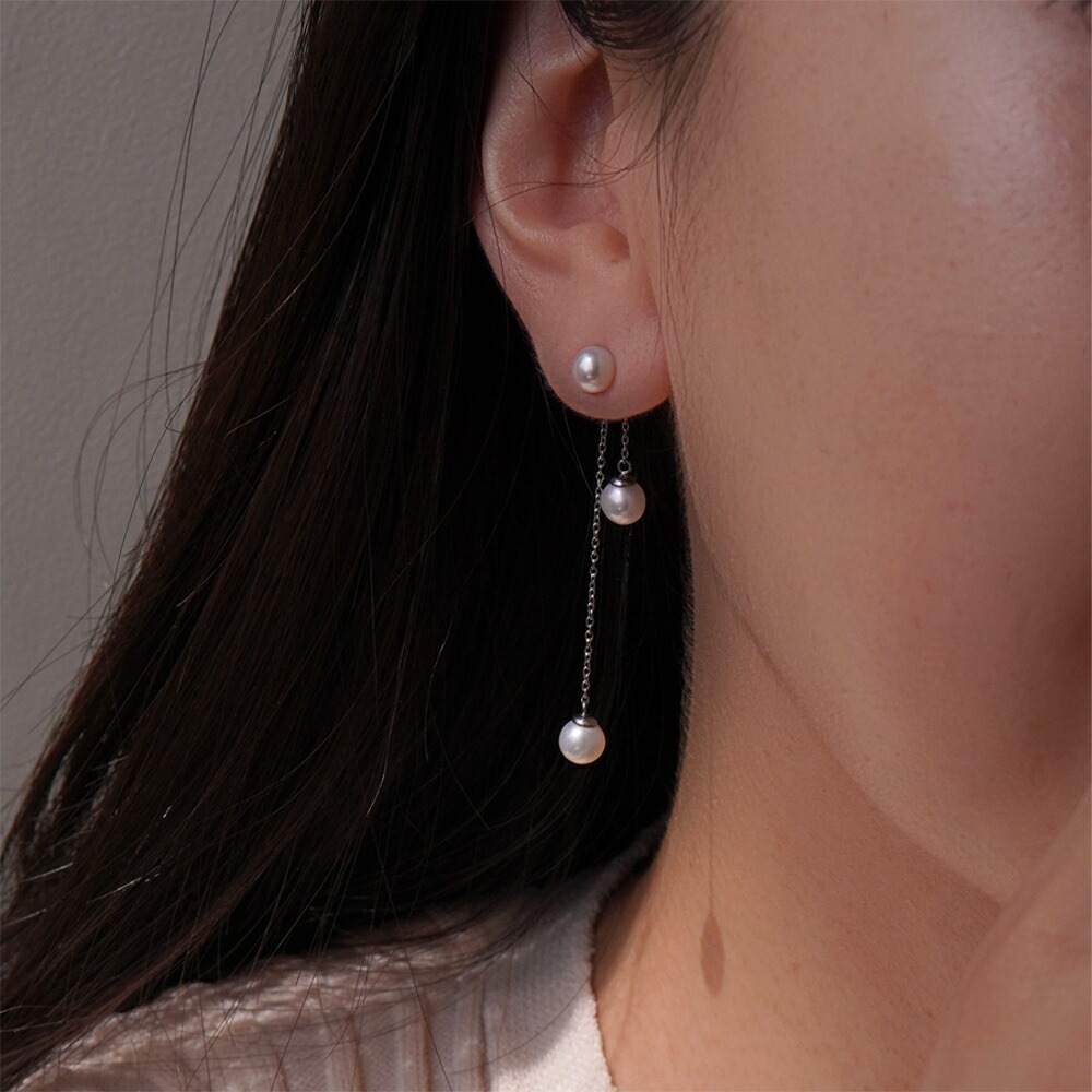 ピアス キャッチブラ 5MM 淡水P バックチェーン