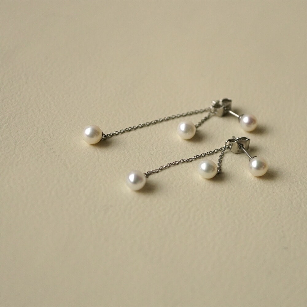 ピアス キャッチブラ 5MM 淡水P バックチェーン