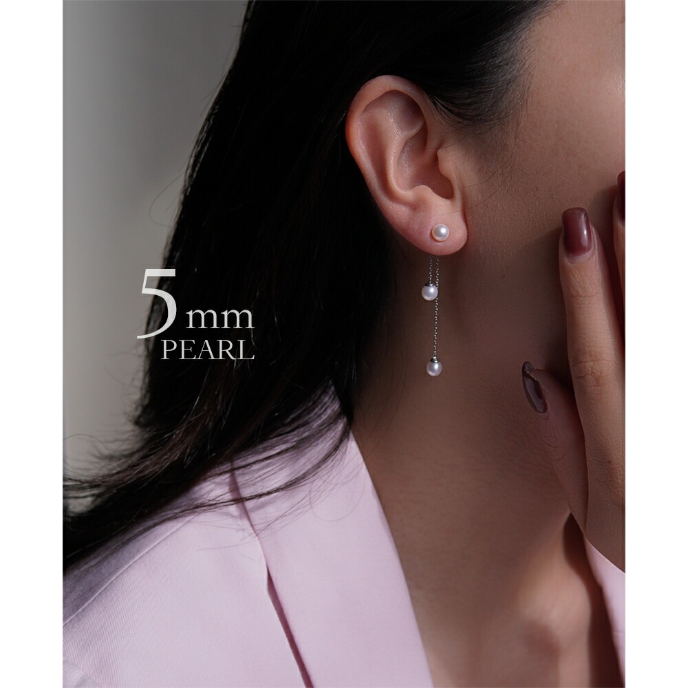 ピアス キャッチブラ 5MM 淡水P バックチェーン