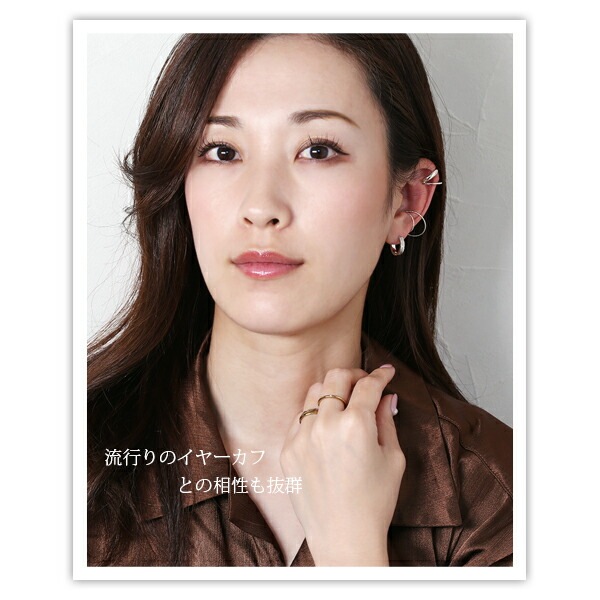 《TypeC》ダイヤモンドカット フープ 中折れ式ピアス 3mm×15mm