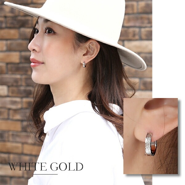 《TypeC》ダイヤモンドカット フープ 中折れ式ピアス 3mm×15mm