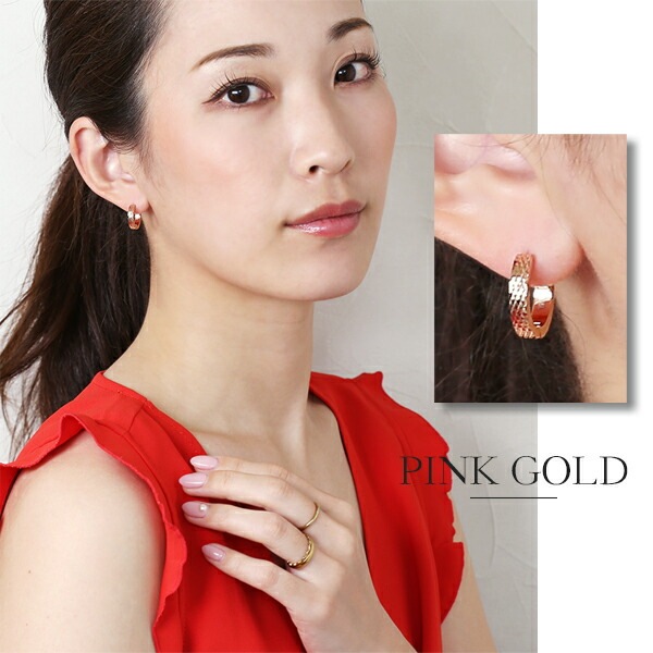 《TypeC》ダイヤモンドカット フープ 中折れ式ピアス 3mm×15mm